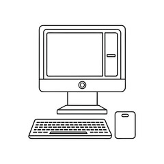 All In One PC Computer Line Art Vector Design