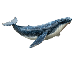 Humpback whale breaching in ocean waters marine life photographic viewpoint isolated on transparent background