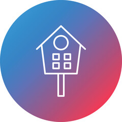 Bird House Line Gradient Circle Background Icon