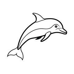 a porpoise jumping line art vector silhouette