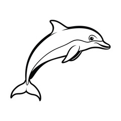 a porpoise jumping line art vector silhouette