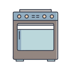 Isolated kitchen oven appliance for baking and cooking food at home in modern style design