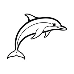 a porpoise jumping line art vector silhouette