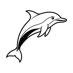 a porpoise jumping line art vector silhouette
