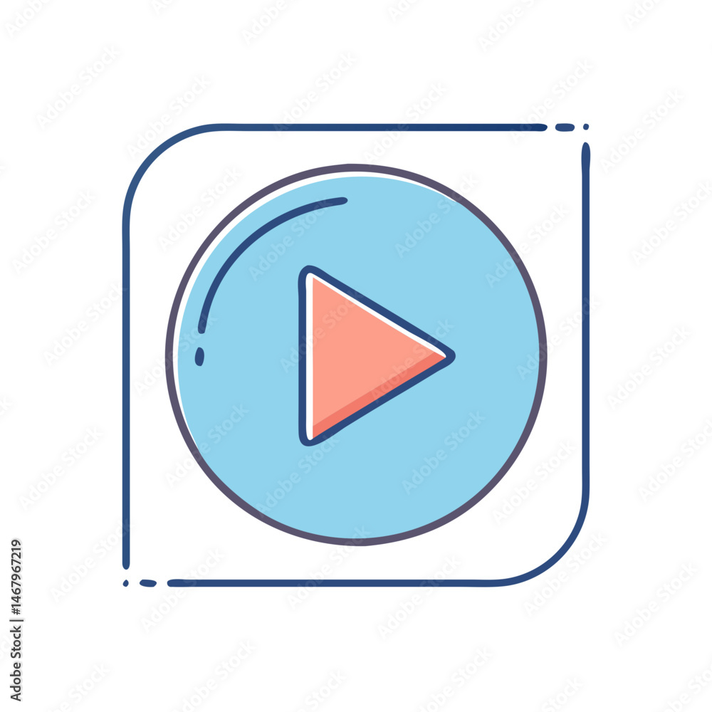 Poster play button icon vector illustration for video media player interface design and app ui design