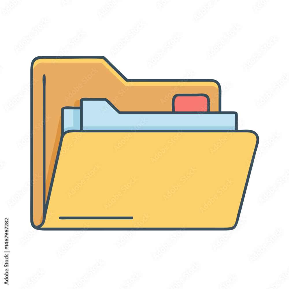 Poster download open folder icon vector illustration for file management and document organization design r
