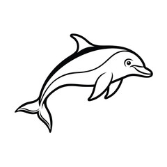 a porpoise jumping line art vector silhouette