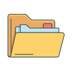Download open folder icon vector illustration for file management and document organization design resource