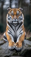Fototapeta premium Majestic tiger on a rock