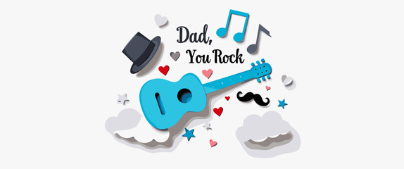"Happy Father's Day Greeting with Decorative Typography and Leaves"

