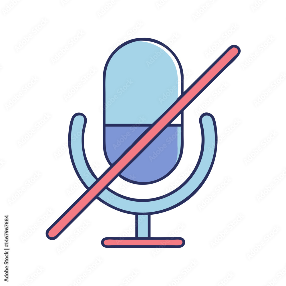Aufkleber muted microphone icon vector illustration for audio settings and communication apps design element