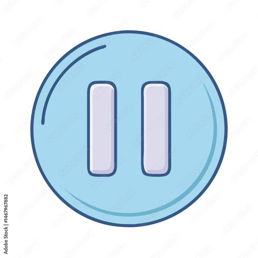 Poster pause button vector illustration for media player and user interface design in light blue color