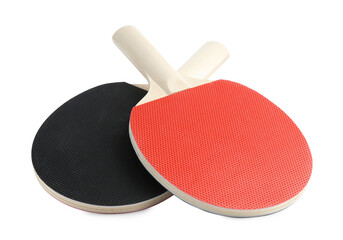 Two ping pong rackets isolated on white