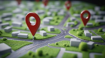 City Map Pinned Strategic Location with Business Expansion, and Target Area.