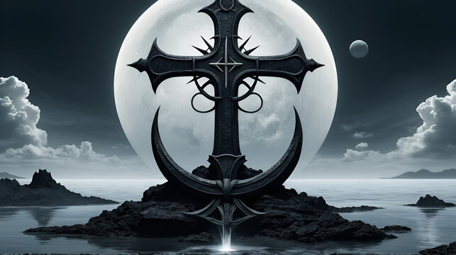Leviathan cross, the alchemical symbol of sulfur or satanism