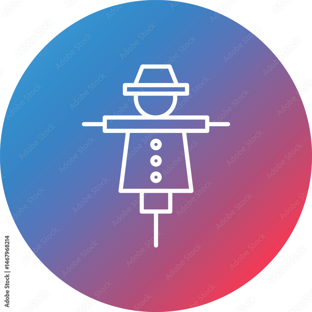 Poster scare crow line gradient circle background icon