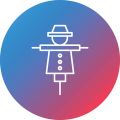 Scare Crow Line Gradient Circle Background Icon