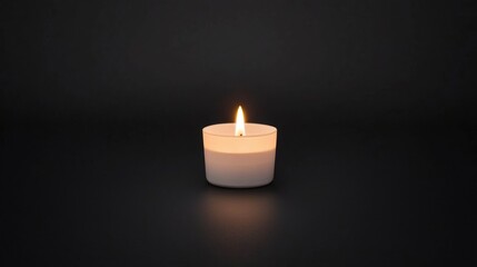 A single white candle with a yellow flame.