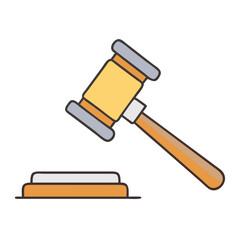 Illustration of a gavel for court auction and legal proceedings representation and symbol of law