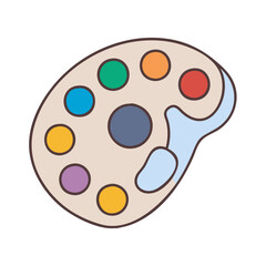 Illustration of artist's palette with colorful paints for painting art and creative projects