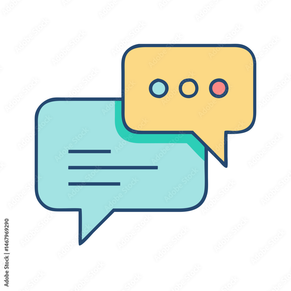 Poster vector illustration of speech bubbles for communication and conversation concept design idea