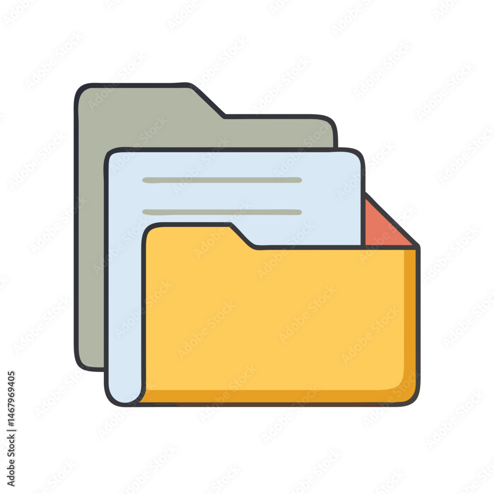 Poster vector graphic illustration of file folder document organizer for data storage and management use