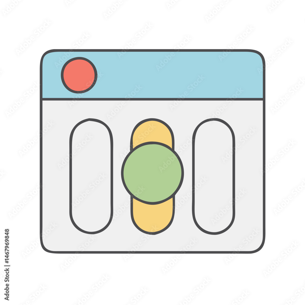 Poster Website interface design with toggle switches and control panel for ui and ux design needs