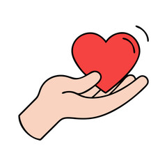 Hand holding heart vector illustration for love donation charity and healthcare concept design