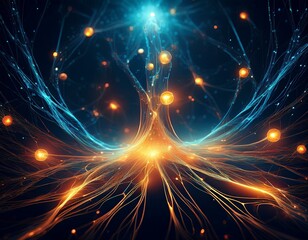 Obraz premium Visualisierung eines Neutrino-Stroms in dunkler Raumzeit