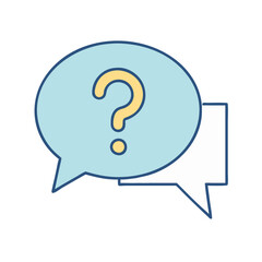 Question mark in speech bubble vector illustration for faq help and support resources online and offline
