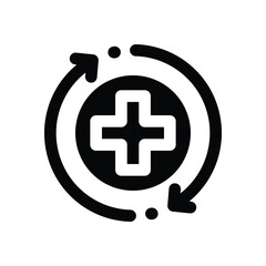 recovery glyph icon. Strong and solid vector icon for websites, mobile interfaces, presentations, and visual branding. High quality and easy to edit.