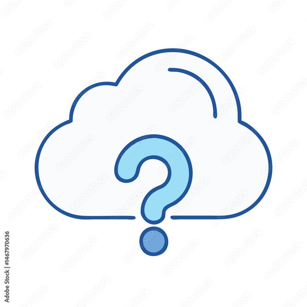 Poster cloud computing question mark concept for help desk faq and it support assistance online guide