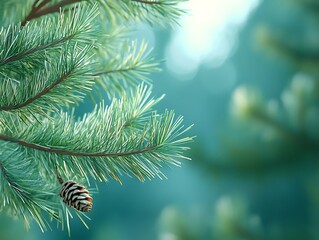 Evergreen Pine Tree Branch in Forest Landscape