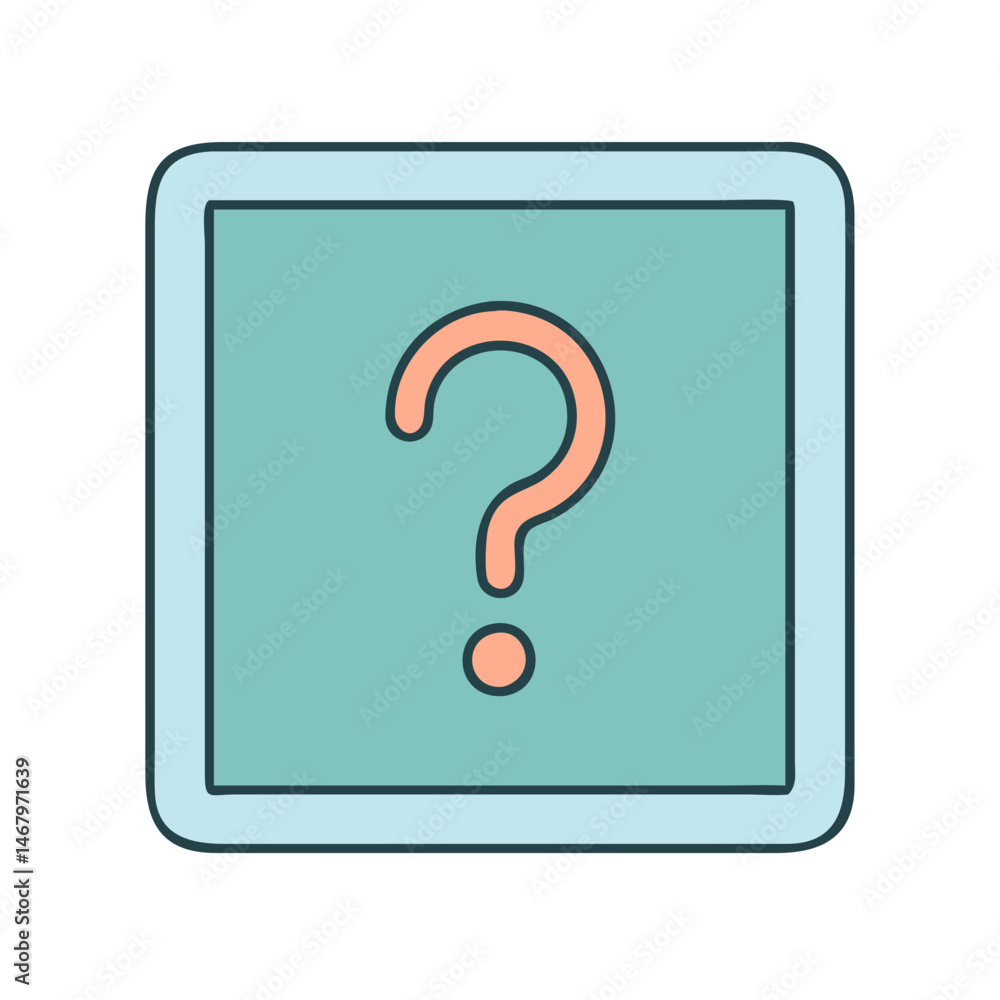 Poster question mark icon in square frame for faq help support and problem solving concept design vector