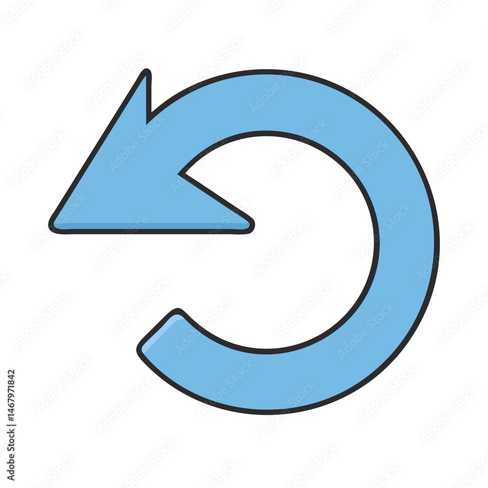 Poster blue undo arrow vector graphic for reload refresh back navigation and return symbol design element