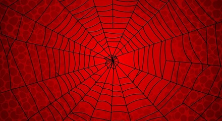 Obraz premium Red Spider Web Pattern - Halloween Creepy Design 