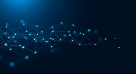 Dark Blue Digital Network Background - Futuristic Tech Grid
