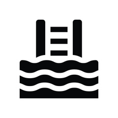 pool glyph icon. Strong and solid vector icon for websites, mobile interfaces, presentations, and visual branding. High quality and easy to edit.