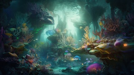 Fototapeta premium Vibrant underwater coral reef scene