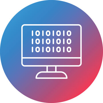 Binary Code Line Gradient Circle Background Icon