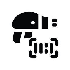 barcode scanner glyph icon. Strong and solid vector icon for websites, mobile interfaces, presentations, and visual branding. High quality and easy to edit.