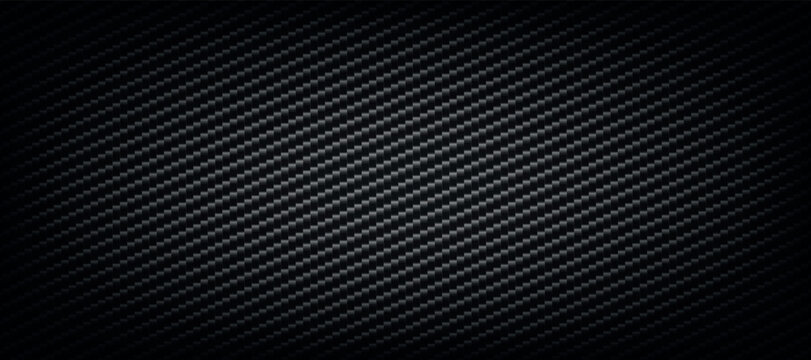 Panoramic dark carbon fiber texture with highlights - Vector illustration