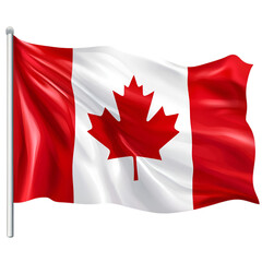 Canadian flag waving proudly maple leaf symbol national pride patriotism red white colors