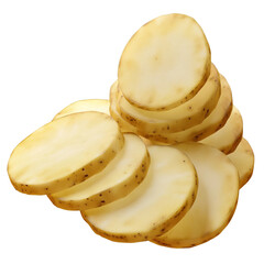 Freshly sliced raw potatoes ready for cooking, showcasing the texture and color of the vegetable