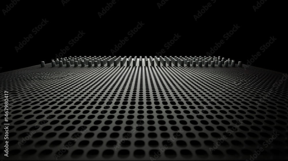 Aufkleber a black and white image of a metal mesh with a grid pattern.