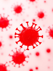 Red cancer cell isolated on white background