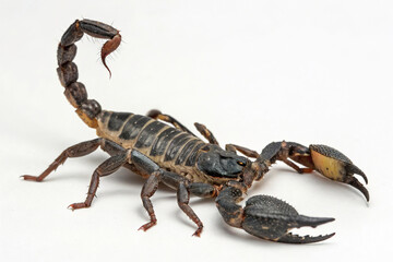 Emperor scorpion heterometrus laoticus isolated on white background