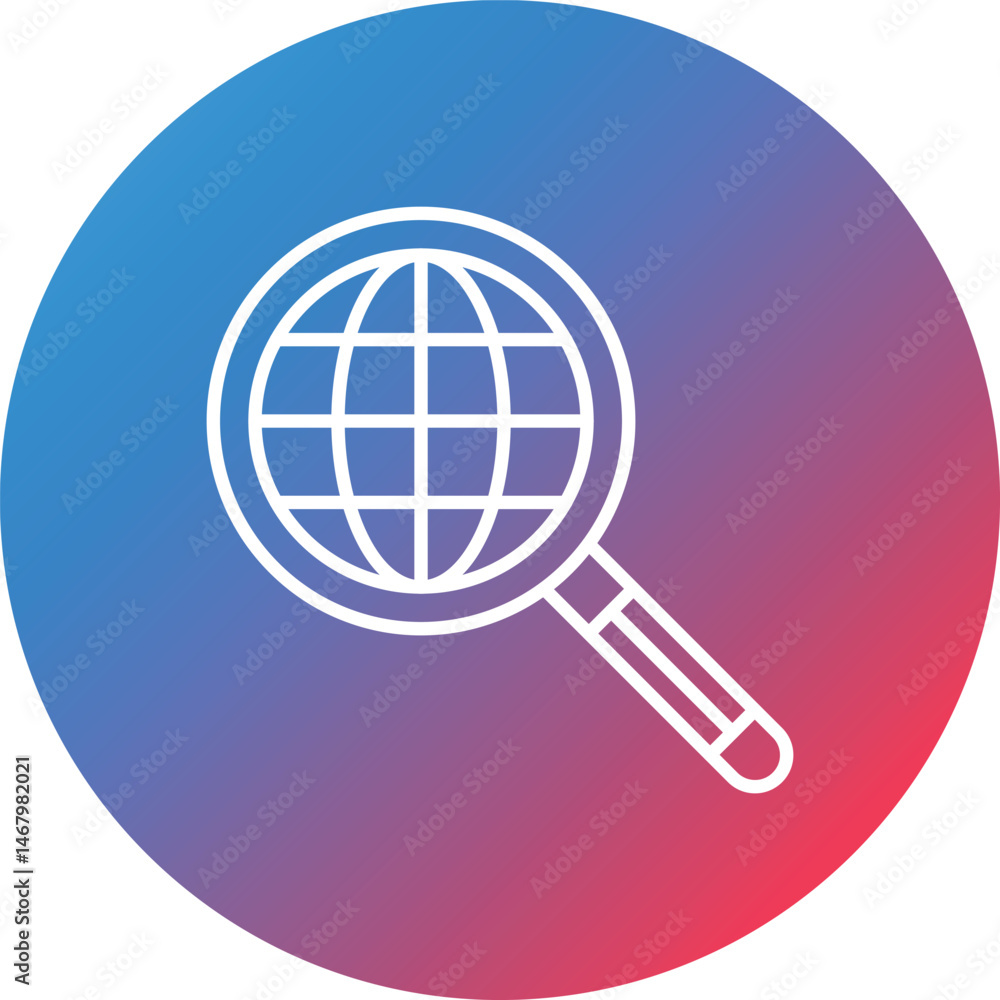 Poster global search line gradient circle background icon