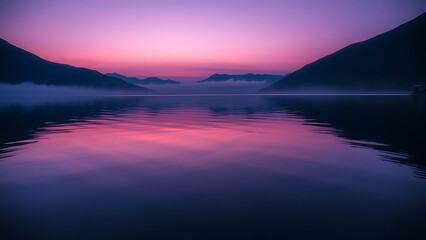 Fototapeta premium Pink Lake Sunrise - Dramatic Landscape for Meditation, Wall Art, Backgrounds