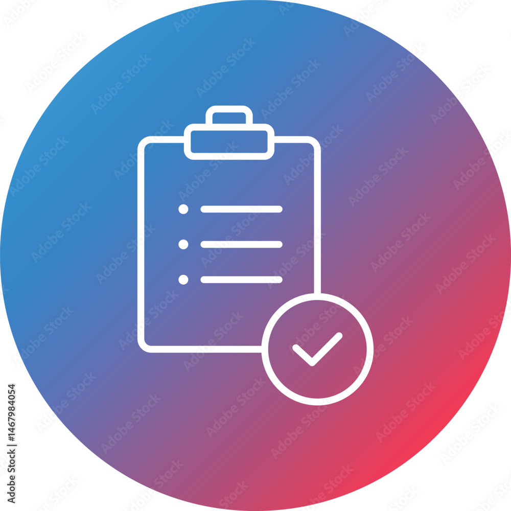 Poster checklist line gradient circle background icon